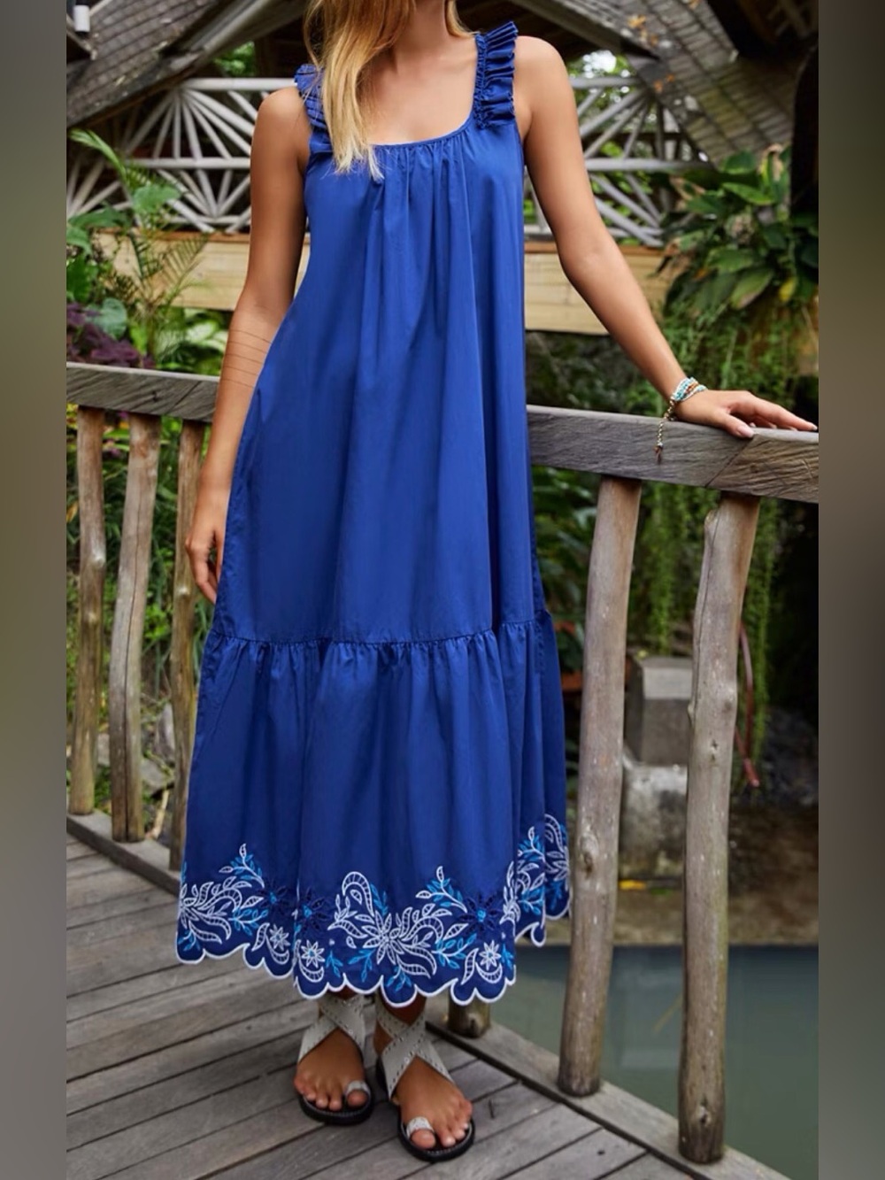 JOHNNY WAS Yoko Eyelet Maxi Dress